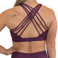 back of the heather berry sports bra