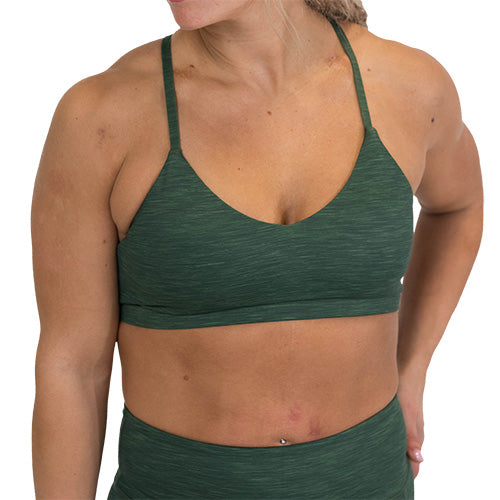 heather green sports bra