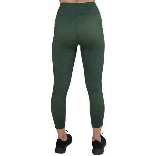 back of the heather green leggings