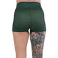 back of the 2.5 inch heather green shorts