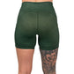 back of the 5 inch heather green shorts