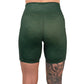 back of the 7 inch heather green shorts