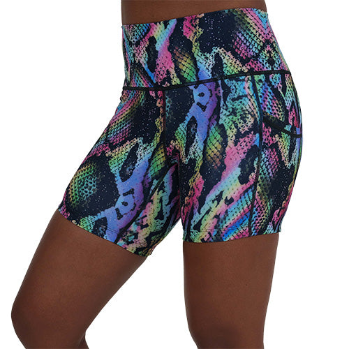 5 inch rainbow snakeskin shorts