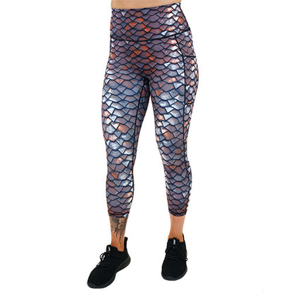 capri length dragon scale print leggings