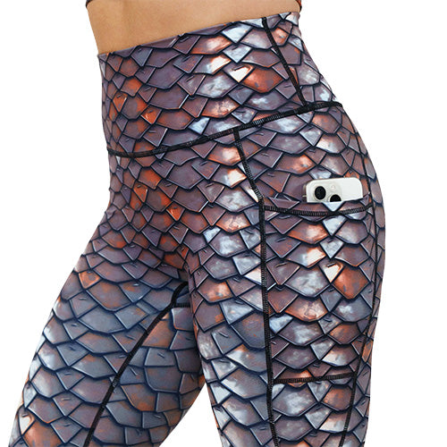 side pocket on the dragon scale print leggings