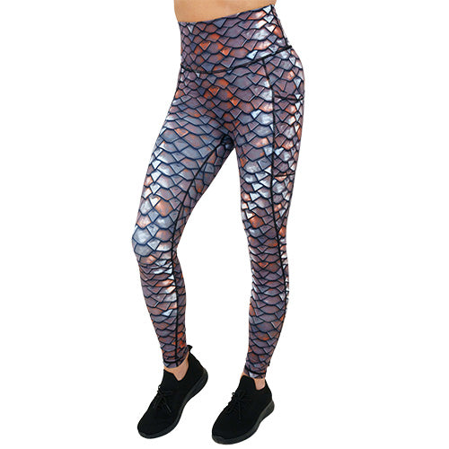 full length dragon scale print leggings