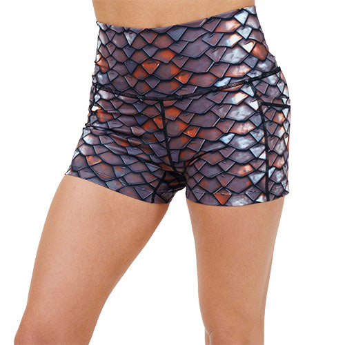 2.5 inch dragon scale print shorts