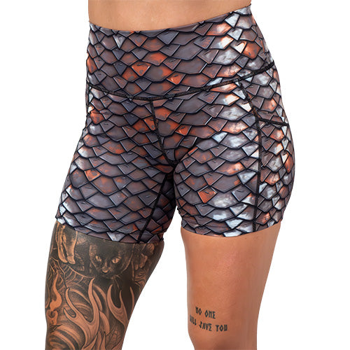 5 inch dragon scale print shorts