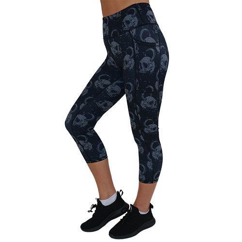 skull kettlebell print leggings