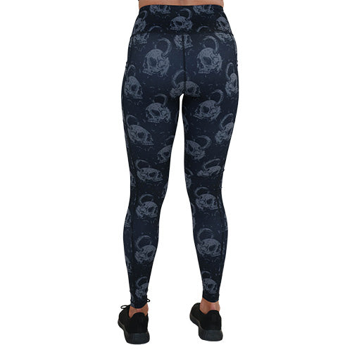 back of the skull kettlebell print leggings