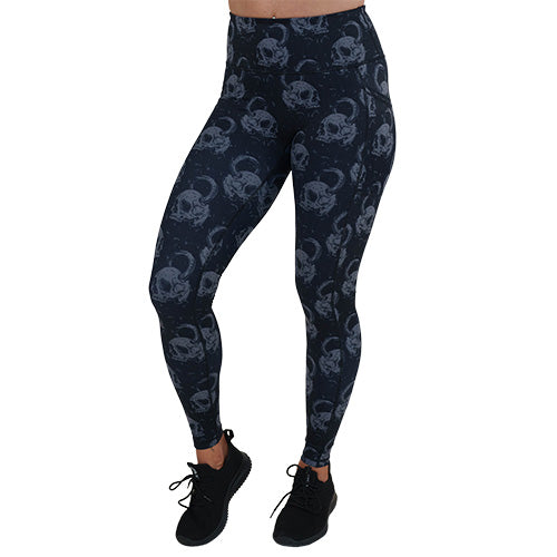 skull kettlebell print leggings