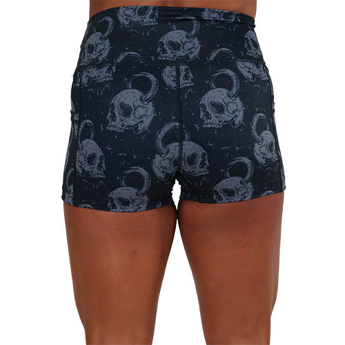 back of the skull kettlebell print shorts