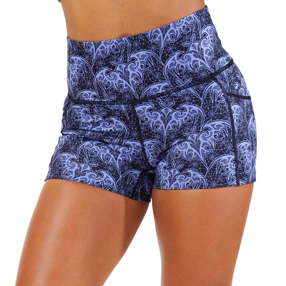 2.5 inch bat lace patterned shorts