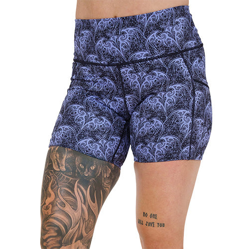 5 inch bat lace patterned shorts