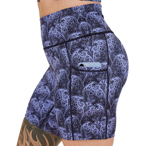 side pocket on the bat lace patterned shorts