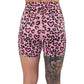 back of the pink heart and leopard patterned shorts