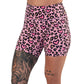 5 inch pink heart and leopard patterned shorts