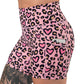 side pocket on the pink heart and leopard patterned shorts