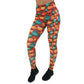 full length orange and blue mini pumpkin patterned leggings