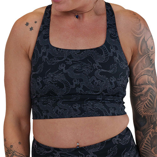 dragon patterned sports bra