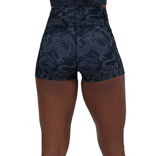 back of the dragon patterned shorts