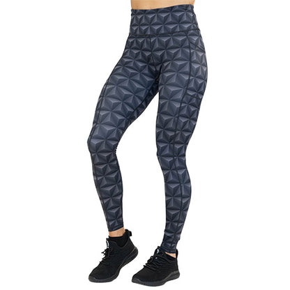 full length grey 3D triangle design leggings