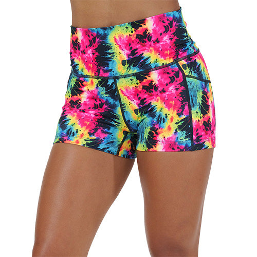 2.5 inch neon colorful tie dye shorts