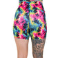 back of the 5 inch neon colorful tie dye shorts