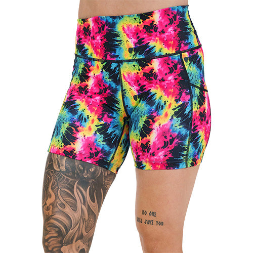 5 inch neon colorful tie dye shorts