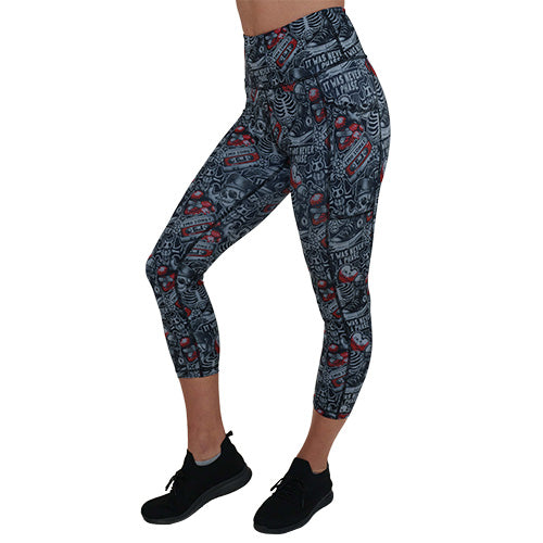 skull and heart patterned leggings