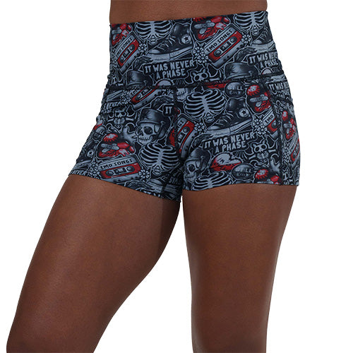 2.5 inch skull and heart patterned shorts