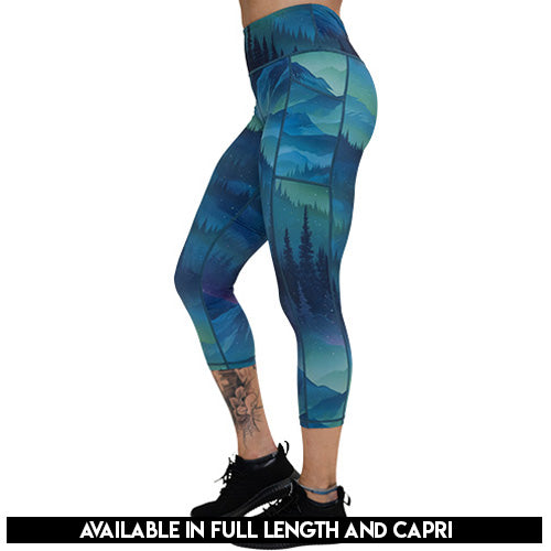 Northern Lights Aurora Borealis Women's Yoga Pants High Waist Tummy Control Leggings  Sports Trousers 