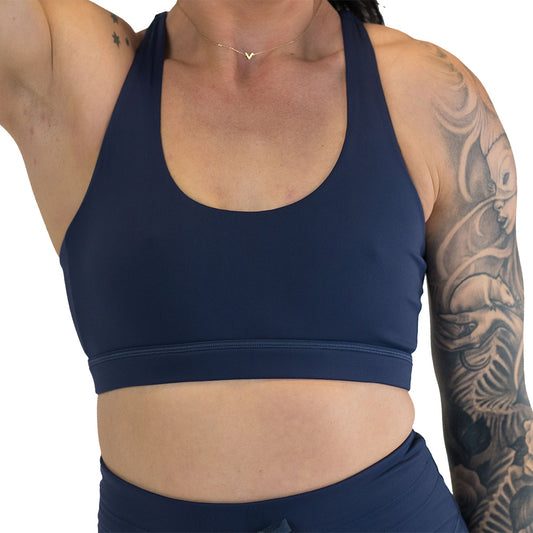 navy blue sports bra