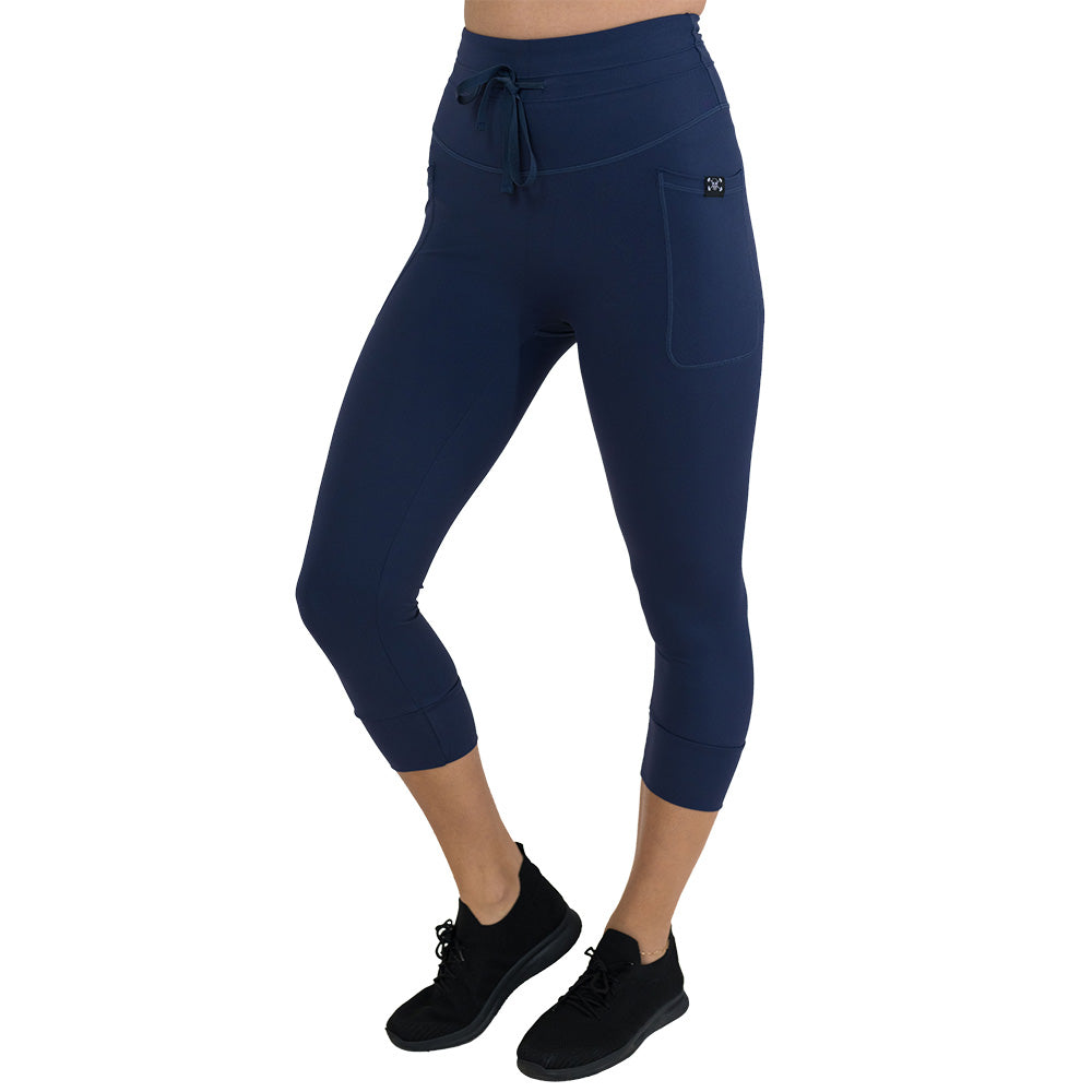 capri length navy blue leggings