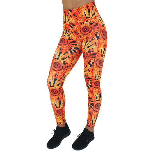 black and orange tie dye leggings