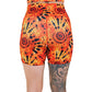 back of the 5 inch black and orange tie dye shorts