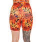 back of the 7 inch black and orange tie dye shorts