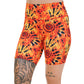 7 inch black and orange tie dye shorts