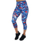 capri length red, white and blue paint patterned leggings