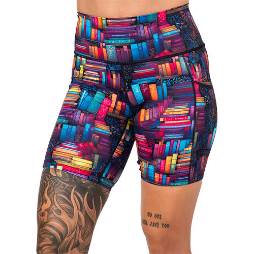 7 inch library themed shorts