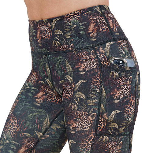 side pocket on the leopard and leaves patterned leggings