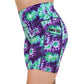 side pocket on the purple and green tie dye shorts