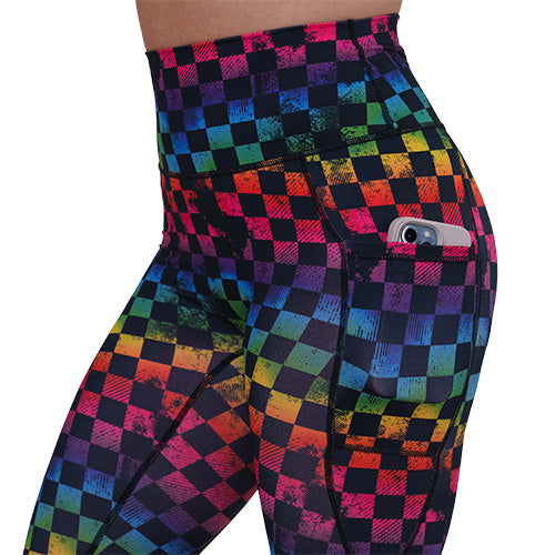 side pocket on the rainbow checkers leggings