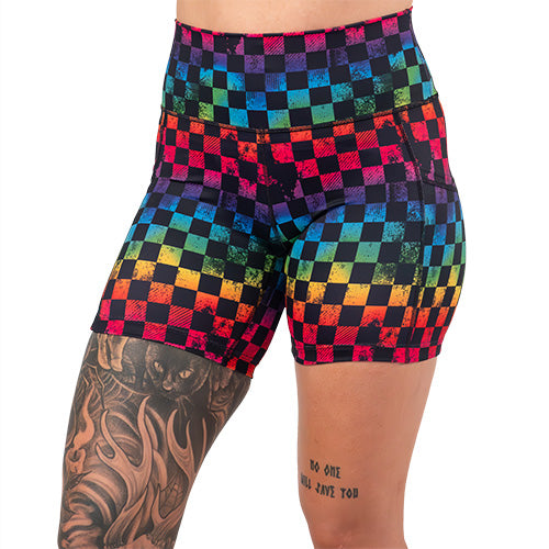 5 inch rainbow checkers shorts