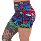 side pocket on the rainbow skulls patterned shorts