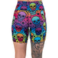 back of the 7 inch rainbow skulls patterned shorts