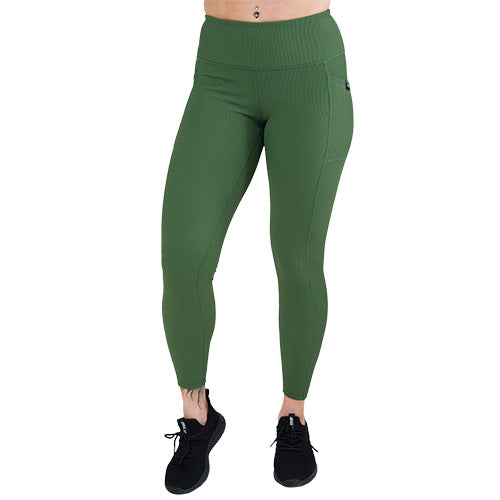 green ribbed leggings