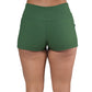 back of the 2.5 inch green ribbed shorts