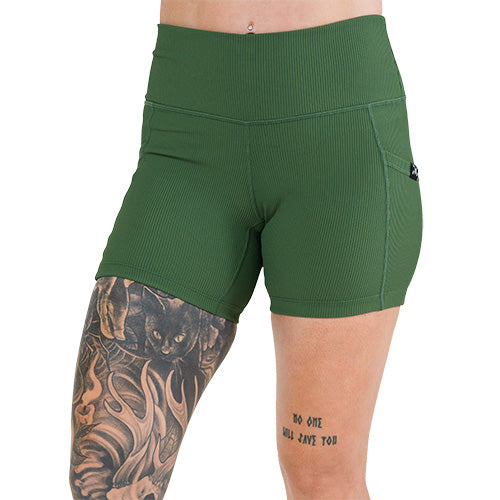 5 inch green ribbed shorts