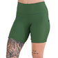 7 inch green ribbed shorts